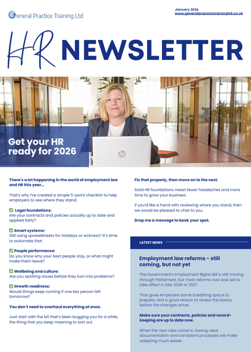 January 2026 HR Newsletter - General Practice Training